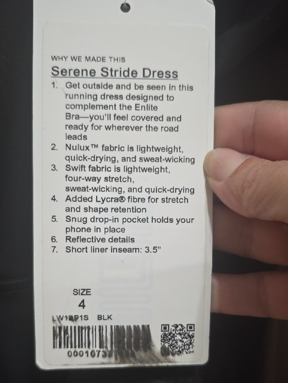 NWT Lululemon Serene Stride Dress Black Retail: $118 Size 4 - Picture 5 of 5